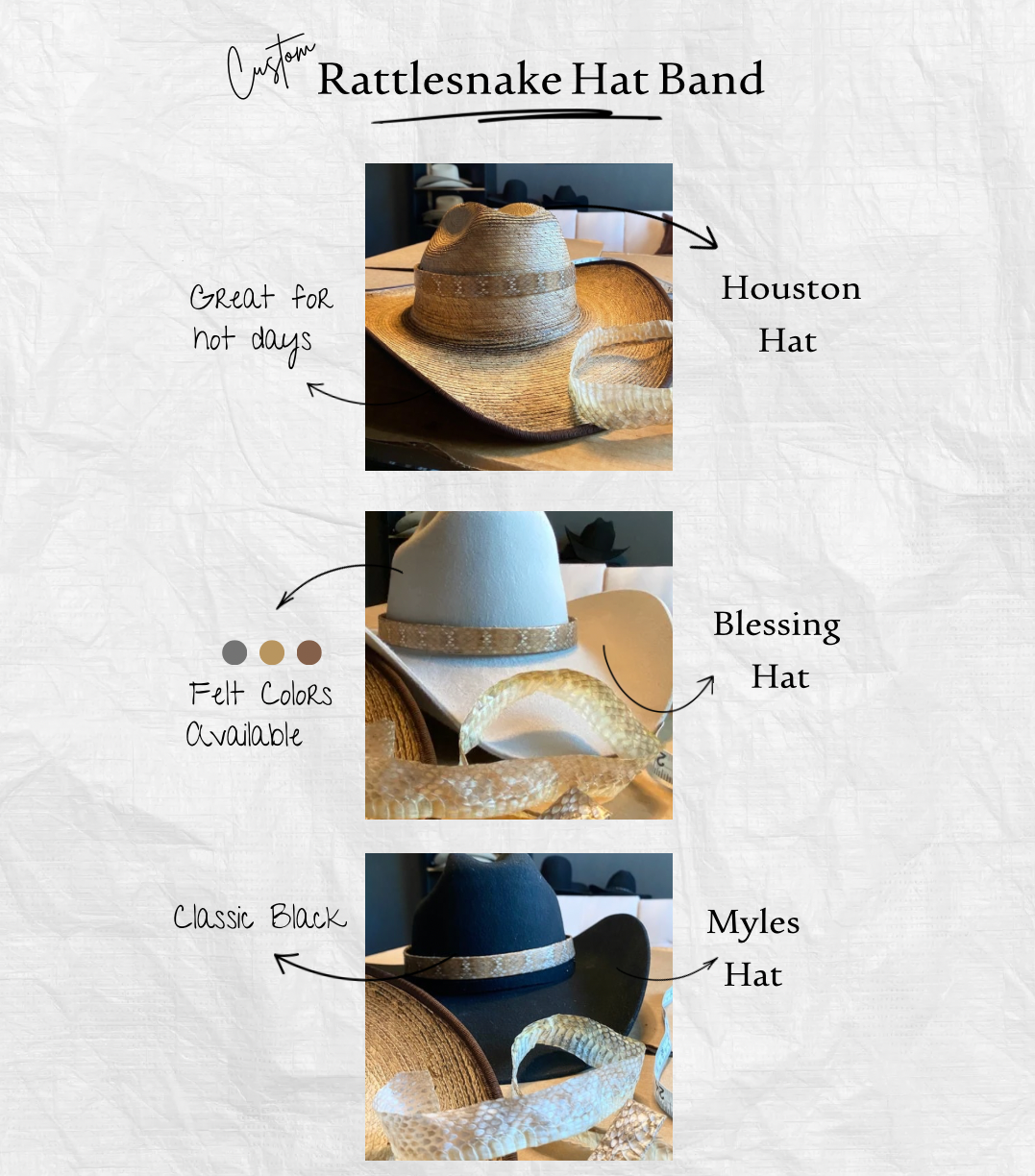 Custom Snake Skin Hat Belt – Made From Your Supplied Skin